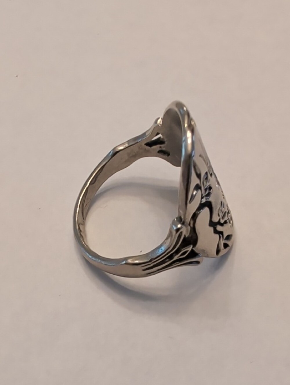 Silver Tone Bird & Floral Statement Ring - Silver - Picture 3 of 6